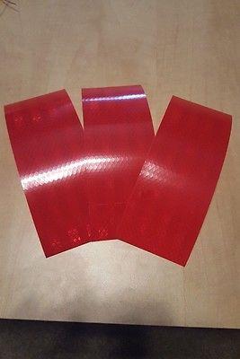 3M Avery 3 Strips 3" x 8" RED HI INTENSITY REFLECTIVE CONSPICUITY TAPE