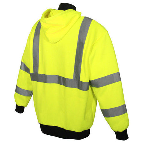Radians SJ01-3 Hi Vis Class 3 Hooded SweatShirt...Lime Gree...ANSI