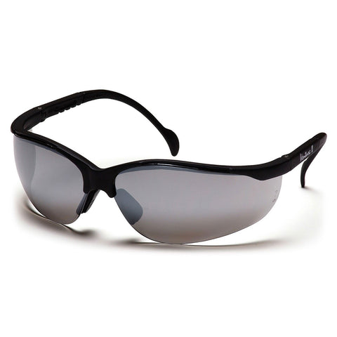 PYRAMEX V2 Venture II Silver Mirror Lens Black Frames Safety Glasses