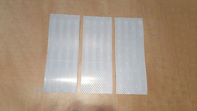 3M Avery 3 Strips 3" x 8" WHITE / SILVER REFLECTIVE PRISMATIC CONSPICUITY TAPE
