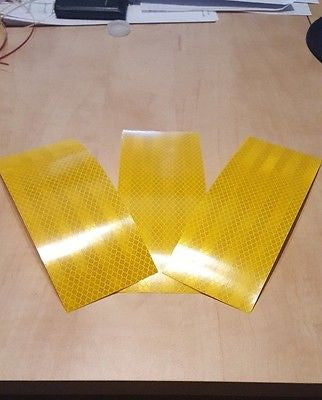 3M Avery 3 Strips 3" x 8" YELLOW REFLECTIVE PRISMATIC CONSPICUITY TAPE