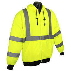 Radians SJ01-3 Hi Vis Class 3 Hooded SweatShirt...Lime Gree...ANSI - US Safety Supplies