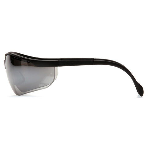 PYRAMEX V2 Venture II Silver Mirror Lens Black Frames Safety Glasses