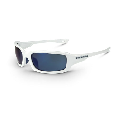 CROSSFIRE M6A Premium Safety Glasses White Frames Blue Mirror Lens 20278