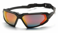 Pyramex Highlander Black Frame Sky Red Mirror Anti Fog Safety Glasses SBB5055DT - US Safety Supplies